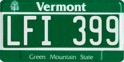 VT license plate LFI399