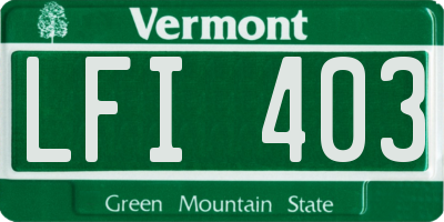 VT license plate LFI403