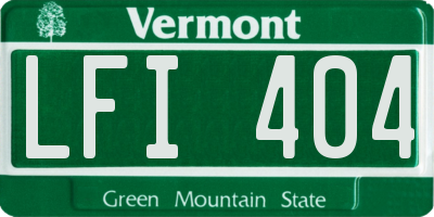 VT license plate LFI404