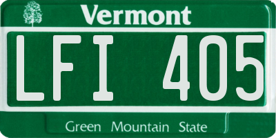 VT license plate LFI405