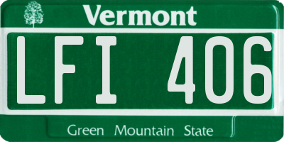 VT license plate LFI406