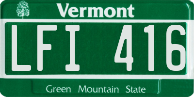 VT license plate LFI416