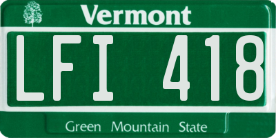 VT license plate LFI418