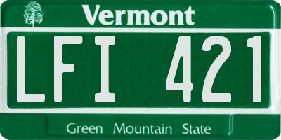 VT license plate LFI421