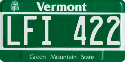 VT license plate LFI422