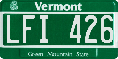 VT license plate LFI426