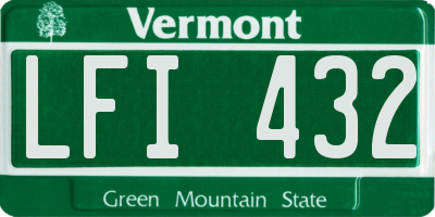 VT license plate LFI432