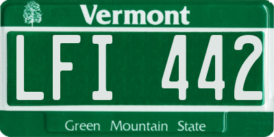 VT license plate LFI442
