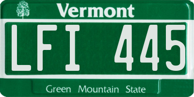 VT license plate LFI445