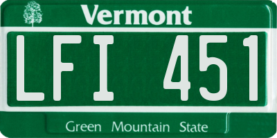 VT license plate LFI451