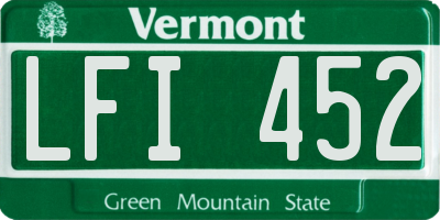 VT license plate LFI452