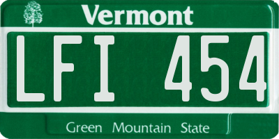VT license plate LFI454