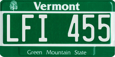VT license plate LFI455