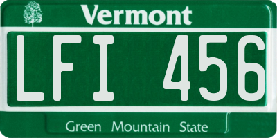VT license plate LFI456