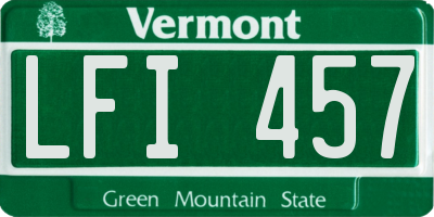 VT license plate LFI457