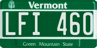 VT license plate LFI460