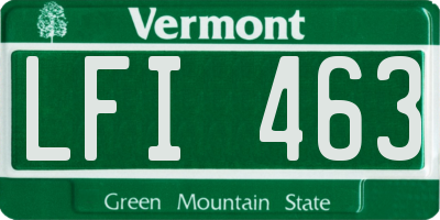 VT license plate LFI463