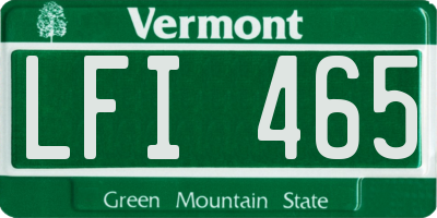 VT license plate LFI465