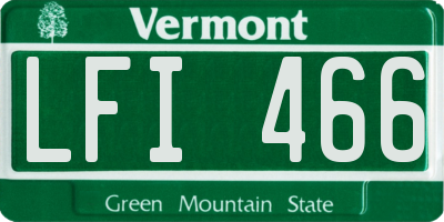VT license plate LFI466