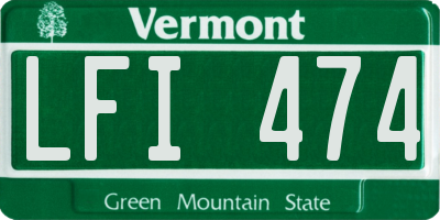 VT license plate LFI474