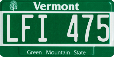 VT license plate LFI475