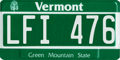 VT license plate LFI476