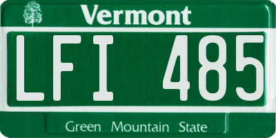 VT license plate LFI485