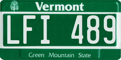 VT license plate LFI489