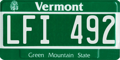 VT license plate LFI492