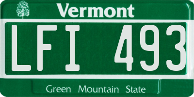 VT license plate LFI493