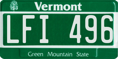 VT license plate LFI496