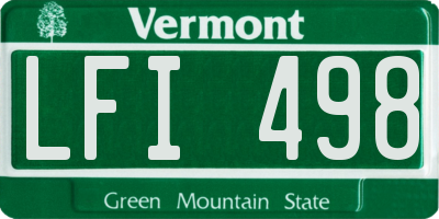 VT license plate LFI498