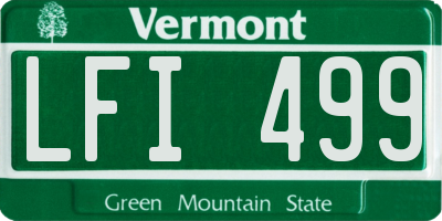 VT license plate LFI499