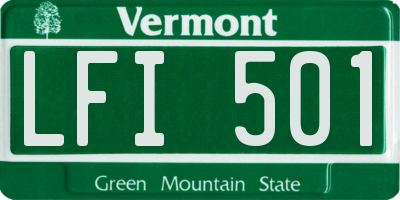 VT license plate LFI501