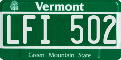 VT license plate LFI502