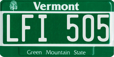 VT license plate LFI505