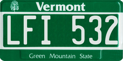 VT license plate LFI532