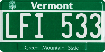 VT license plate LFI533