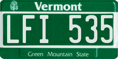 VT license plate LFI535