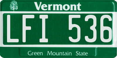 VT license plate LFI536