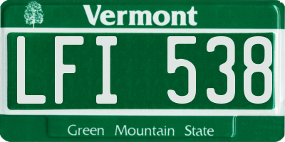 VT license plate LFI538