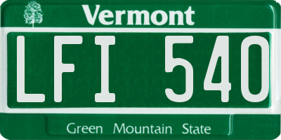 VT license plate LFI540