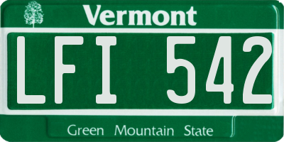 VT license plate LFI542
