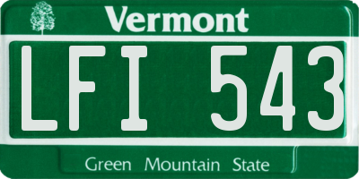VT license plate LFI543
