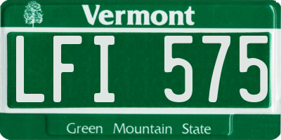 VT license plate LFI575