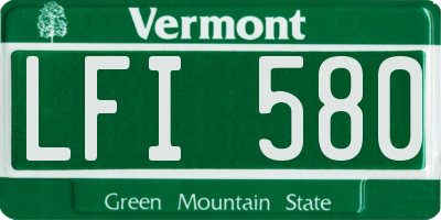 VT license plate LFI580