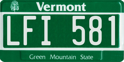 VT license plate LFI581