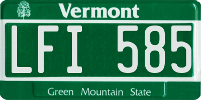 VT license plate LFI585