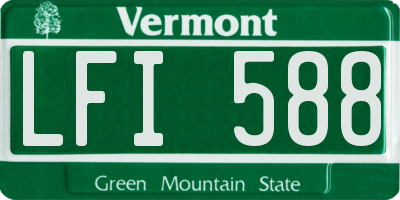 VT license plate LFI588
