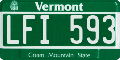 VT license plate LFI593